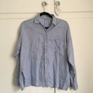 Vince Striped Boxy Button Down Long Sleeve Shirt M
